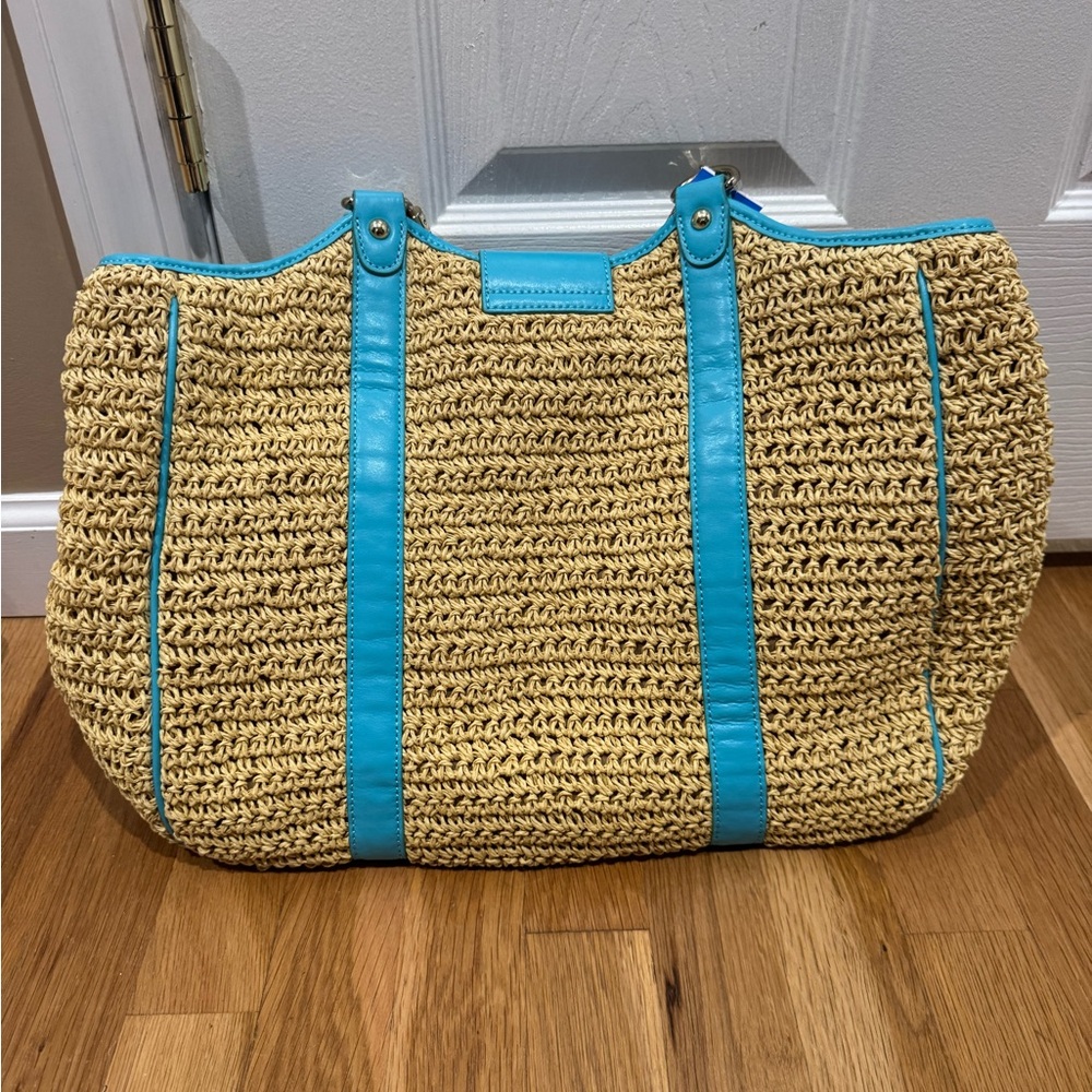 Talbots Tan and Blue Tote Bag - Picture 6 of 10